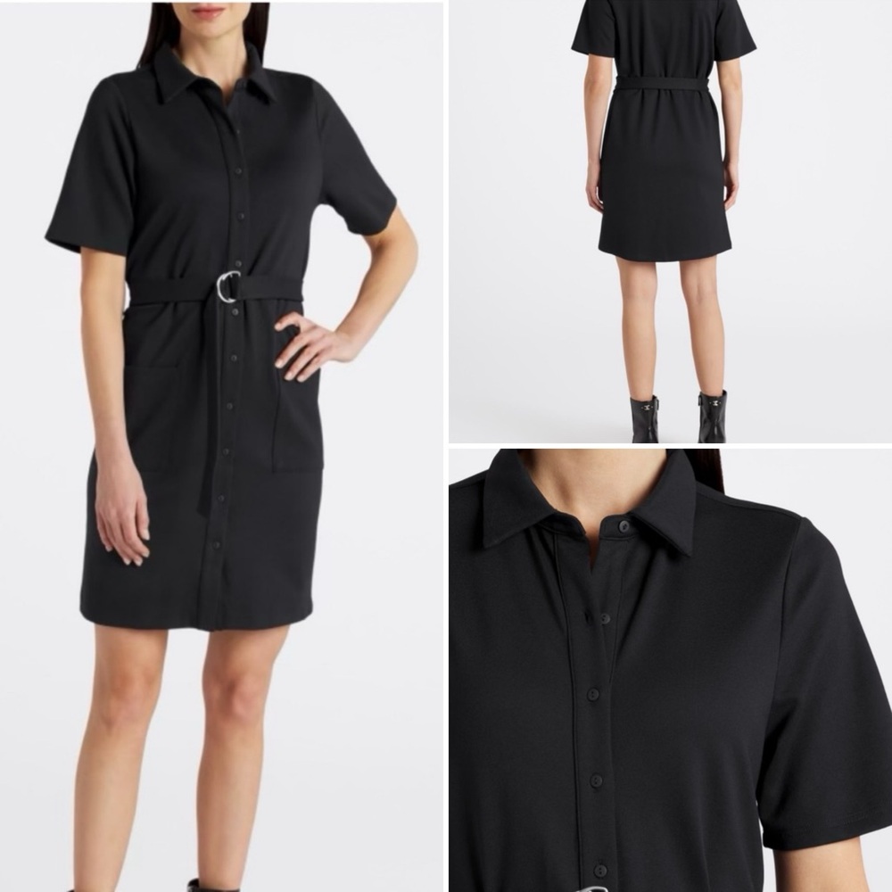 41 Hawthorn Black Button Down dress with belt  size Large